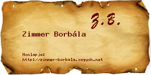 Zimmer Borbála névjegykártya